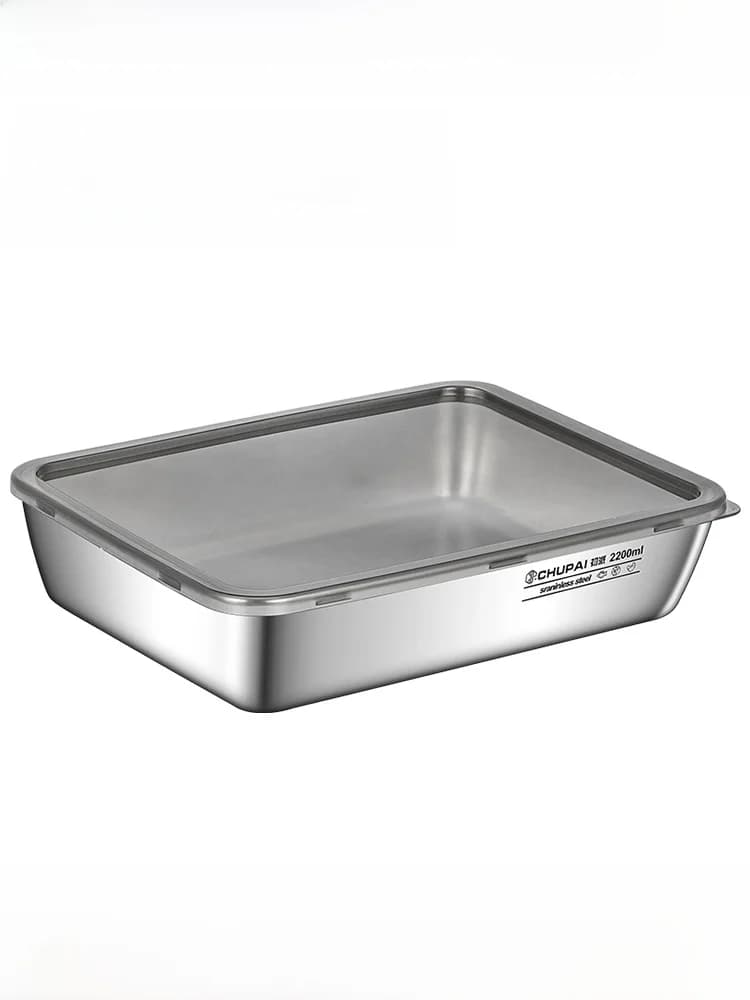 Contenitore per Alimenti in Acciaio Inox con Coperchio, Portatile, per Frigorifero e Microonde, Scatola Termica