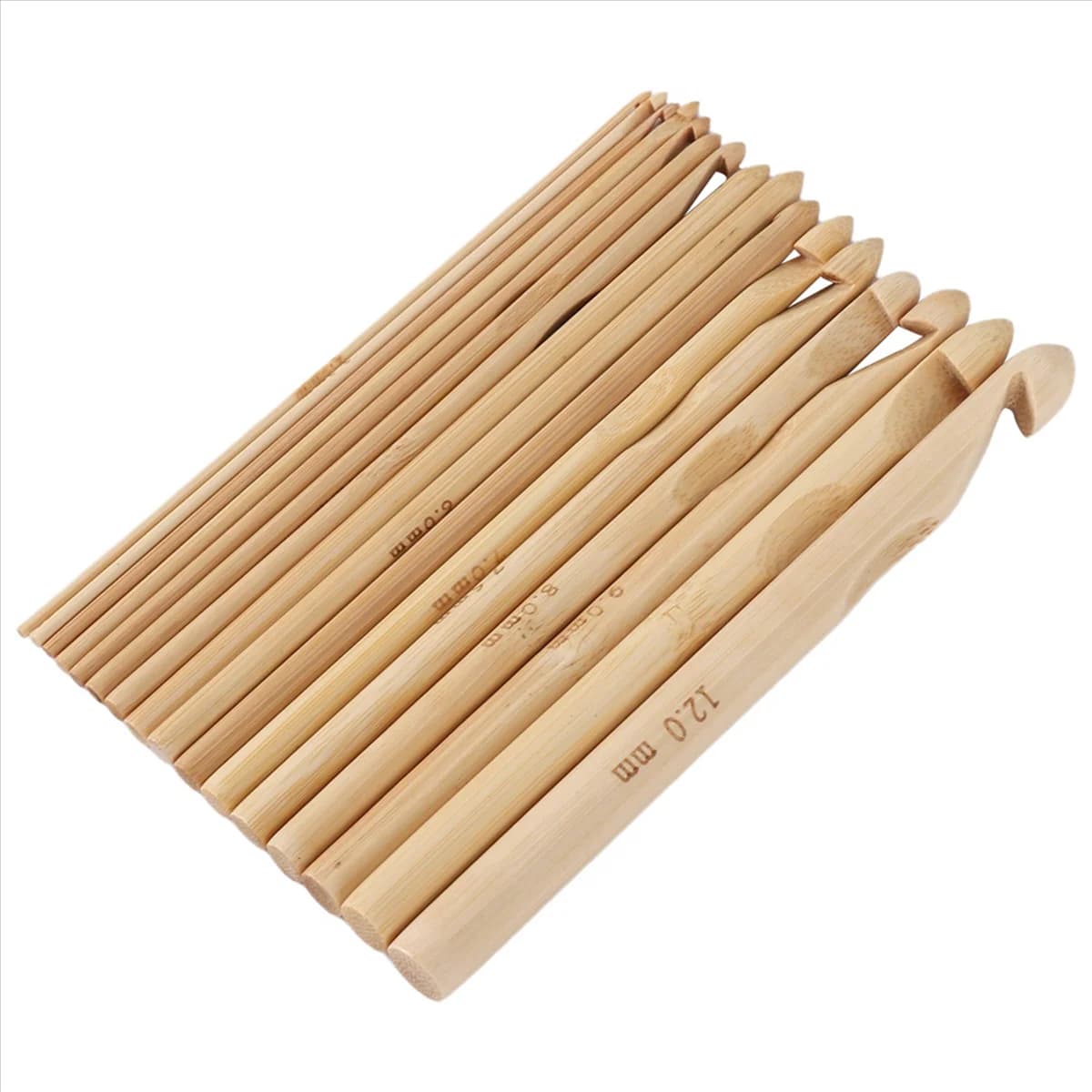 NUOVI 16 pezzi Aghi per uncinetto lavorati a maglia in lana da maglia in legno 2,0 mm - 12,0 mm Uncinetto