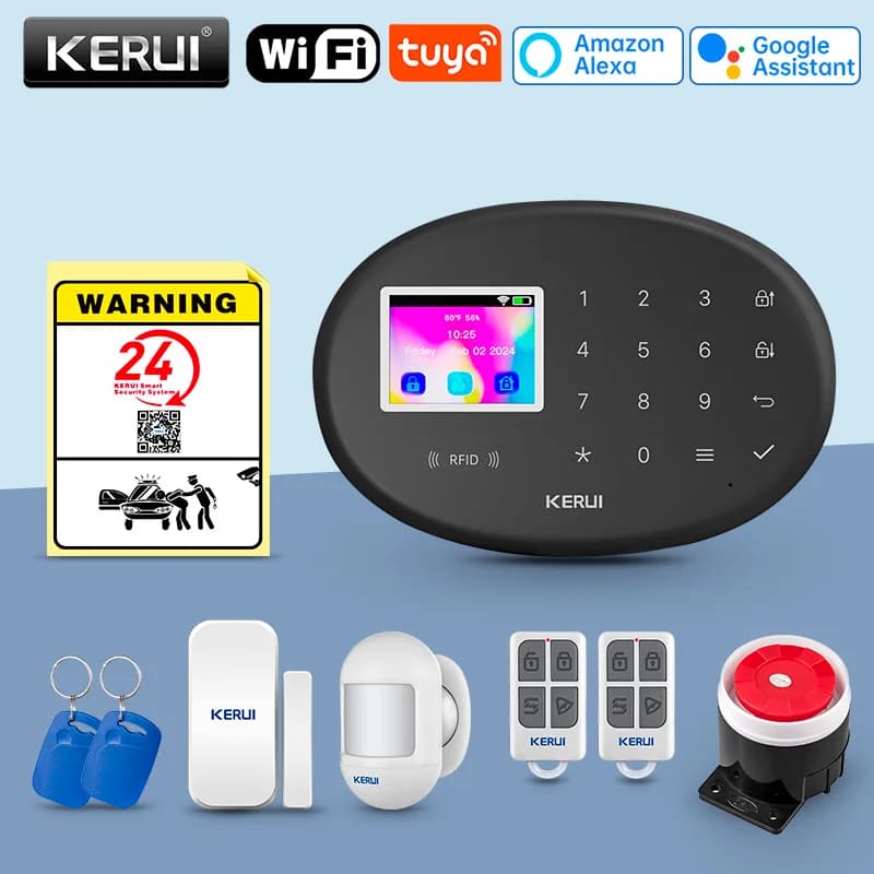 KERUI Allarme domestico WiFi per sistema di allarme di protezione di sicurezza sicuro per la famiglia Smart Life Tuya Allarme antifurto con sensore porta W202