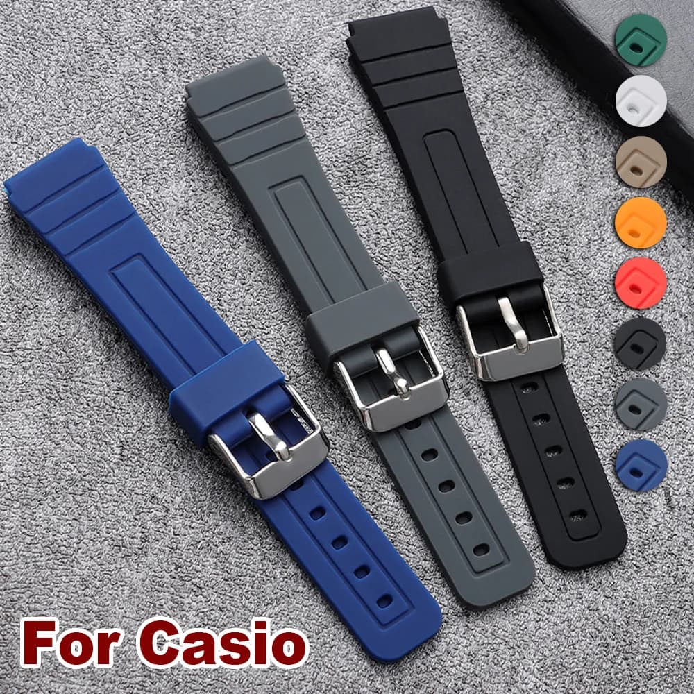 Cinturino in Silicone da 18mm per Casio F-91W F84 W800H SGW400 F105/108 A158/159/168AE1200/1300, Bracciale per Orologio Uomo Donna