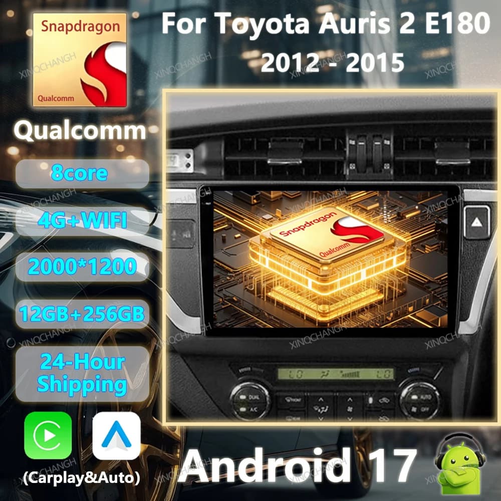 Android 17 Car Radio For Toyota Auris 2 E180 2012 - 2015 Carplay Auto 4G LTE 5G WIFI 2DIN Multimedia Video Player Head Unit BT