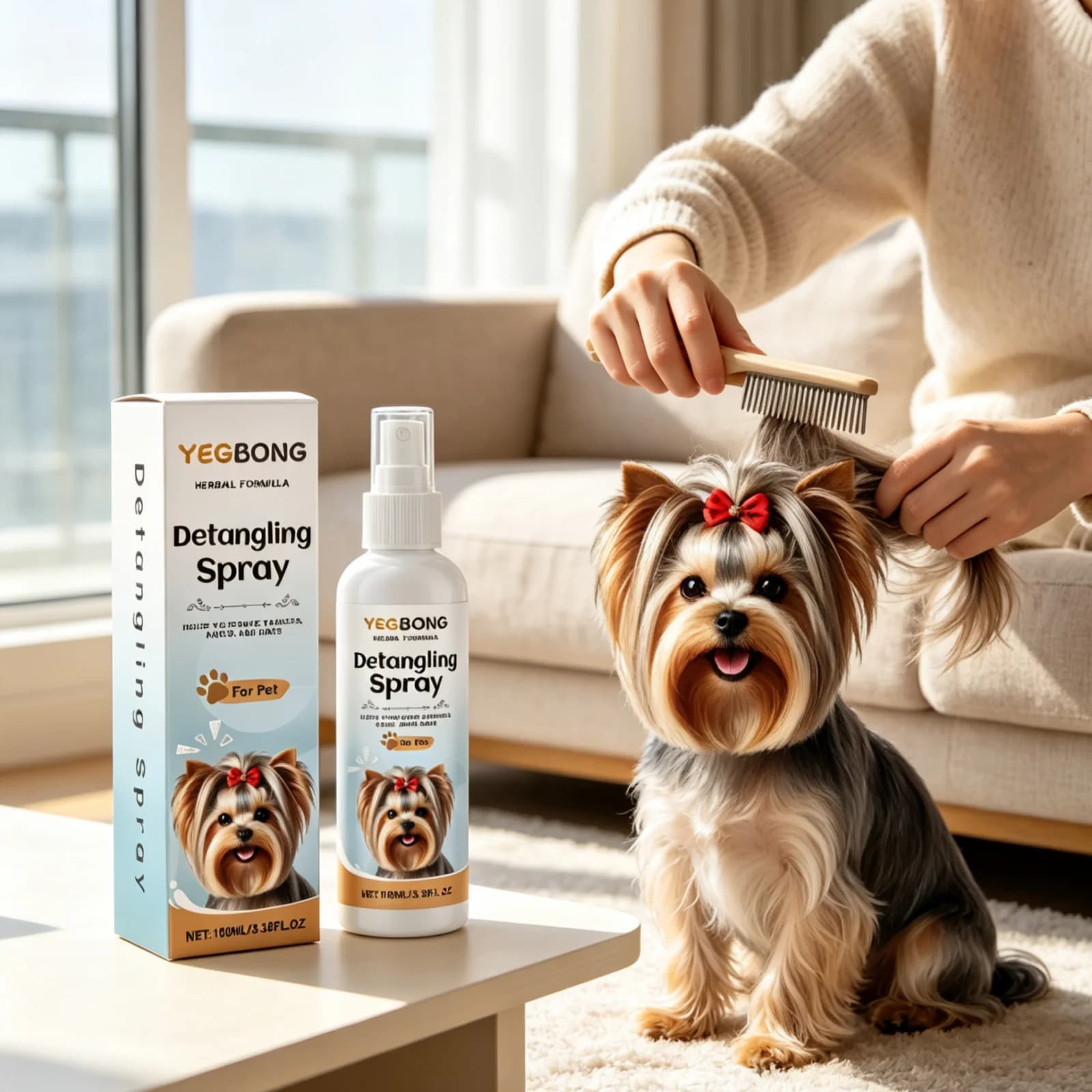 YEGBONG Dog Detangler Spray Soft Smooth Frizz Easy to Comb Fresh Fragrance Prevent from Tangling Nourishing Pet Hair Spray 100ml