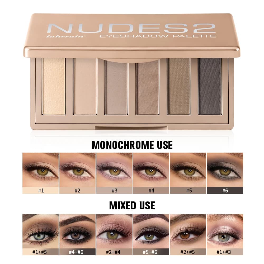 Lakerain Mini Palette Ombretti Nude Smokey Eye, Polvere Illuminante Opaca, Palette Multifunzionale Tutto-in-Uno Completa
