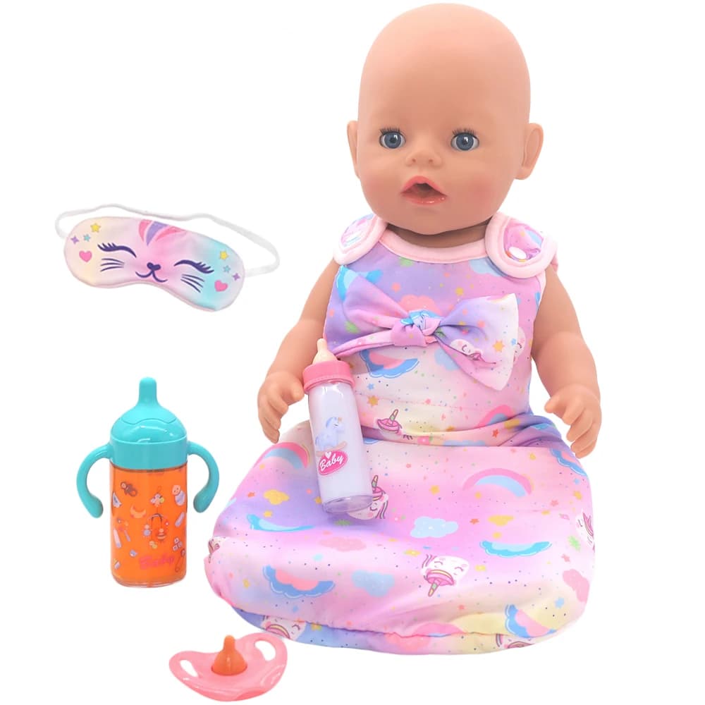 New sleeping bag for dolls with cushion Accessories for dolls for dolls 10-18 inch Soft design for travel dolls Transport bag