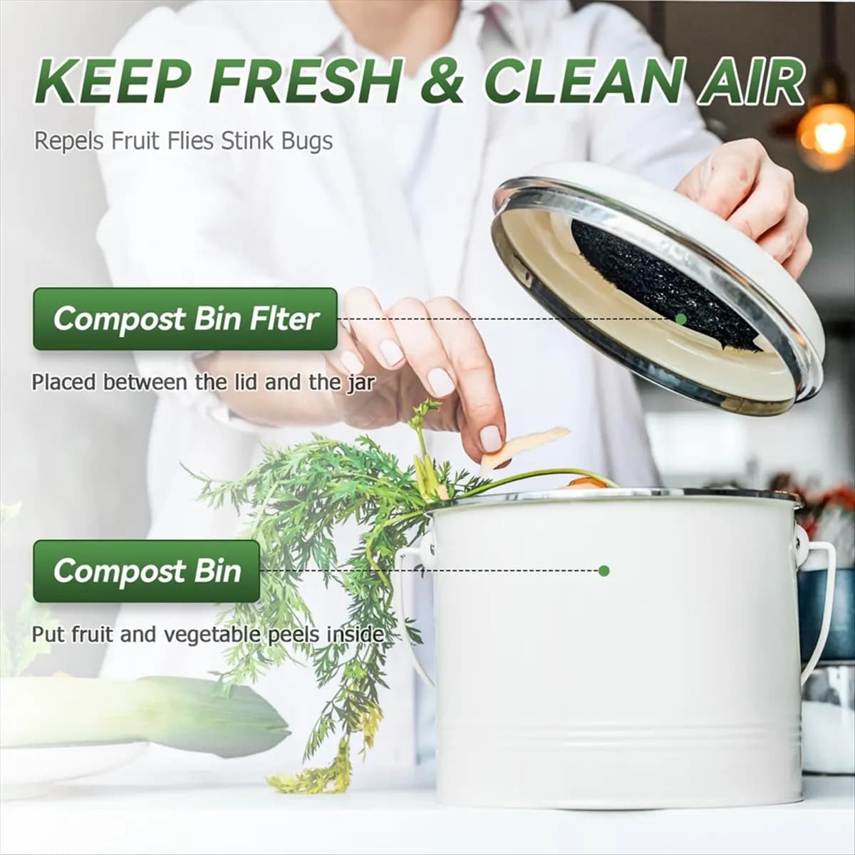 A92G New Compost Bin Filter, 6.7 Inch Filters for Kitchen Compost Bucket Home Countertop Compost Pail Relpacement Filter,12 Pack