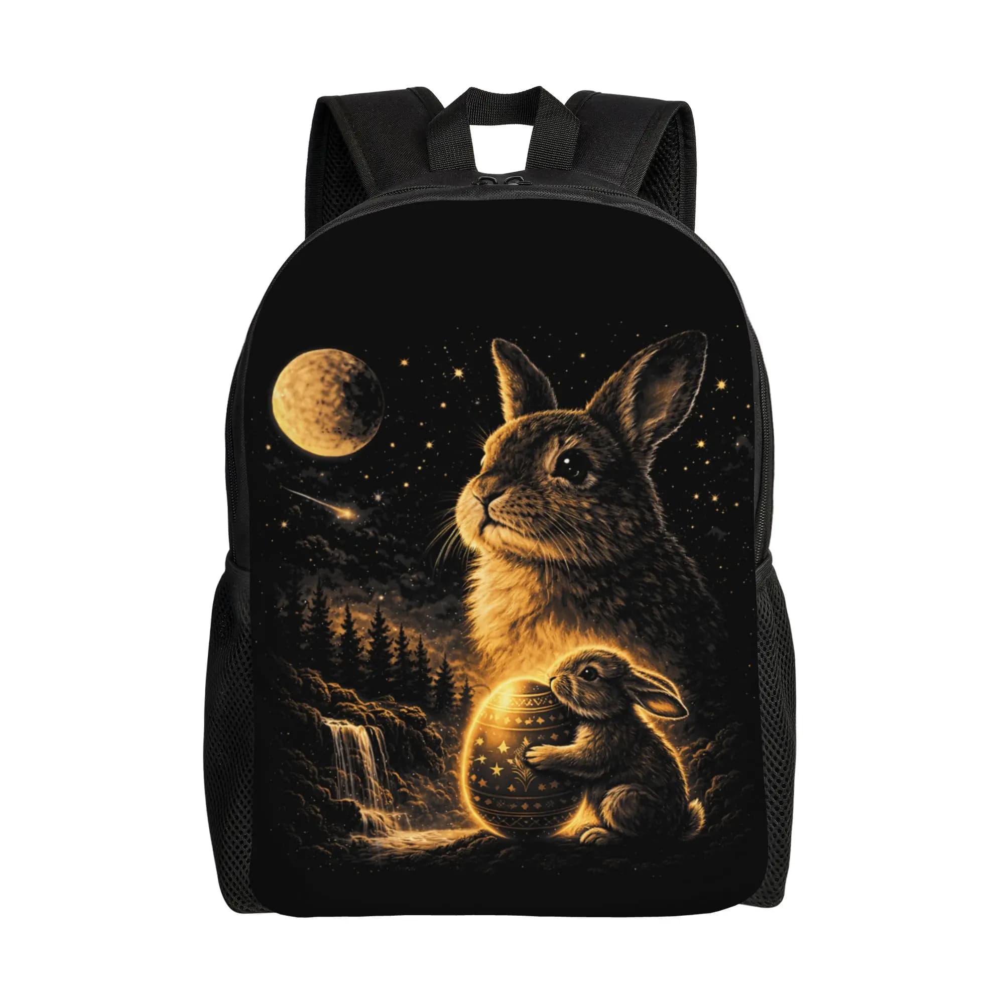 Zaino con motivo Bunny Howling to The Moon Meme 90s Animal Backpack, zaino in poliestere per allenamento, borse estetiche per la scuola superiore, zaino