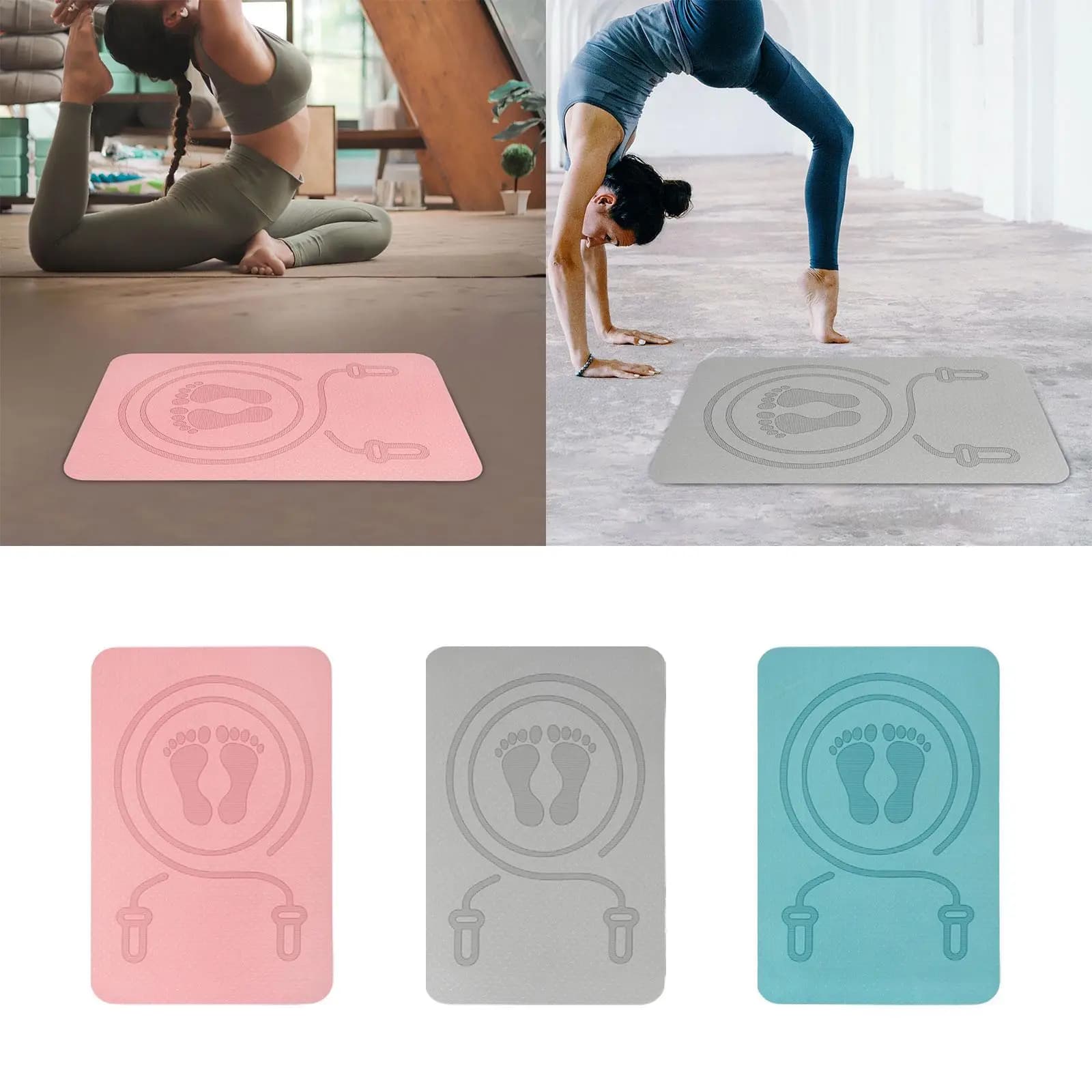 Jumping pad with rope, thick, acoustic insulation, floor protection, anti-slip, shock absorption, for home gym, yoga mat, exercise mat