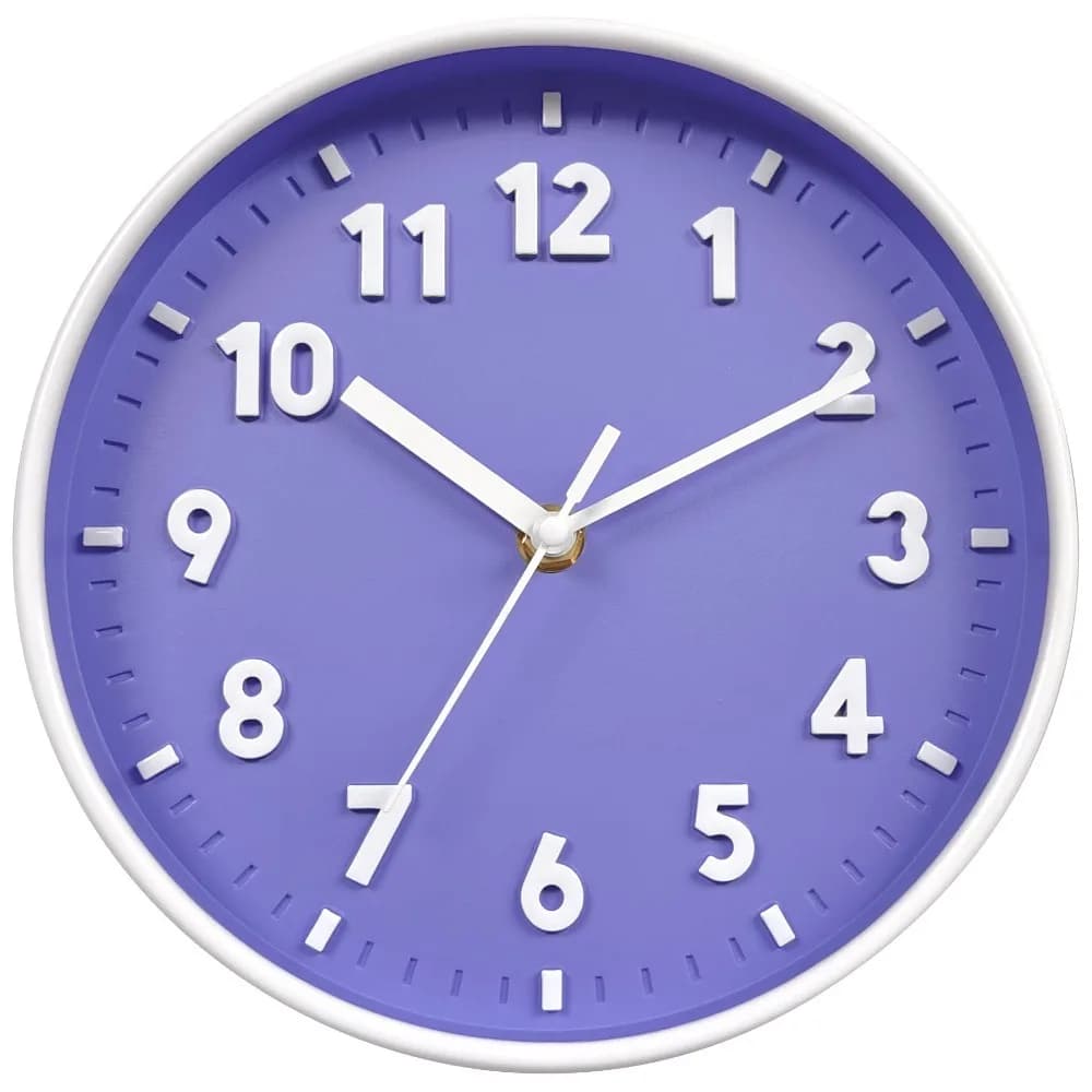 Wall clock with 8 inch 3D numbers, battery operation, silent watches without ticking, colorful round watches for children