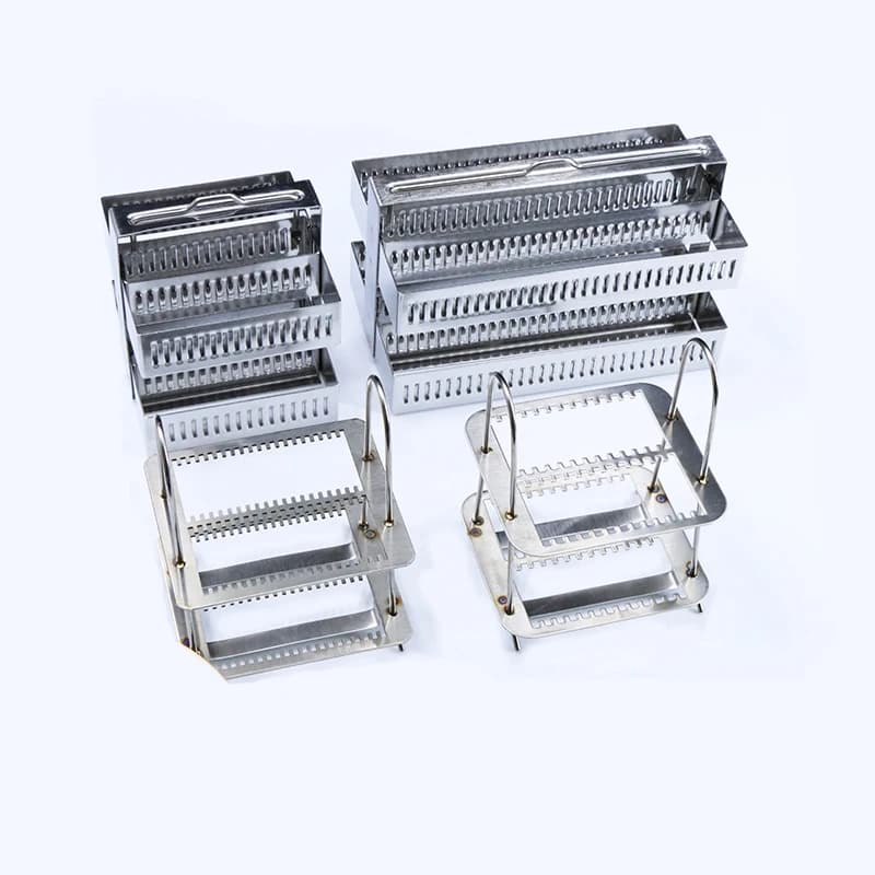 Staffe per mensola per rack per tintura in vetro Diapositiva per microscopio Colorazione in acciaio inossidabile 26/30/40/60 Posizioni Strumento didattico sperimentale 1 pz