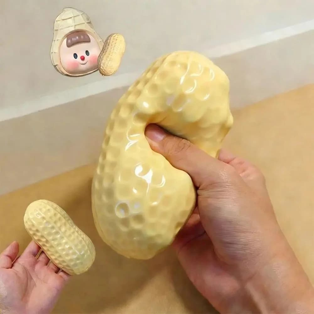 Peanut Stress Ball - Crunchy Squishy with Buttery Soft Feel, ASMR Sensory Anti-Stress Fidget Gift for Kids & Adults toy