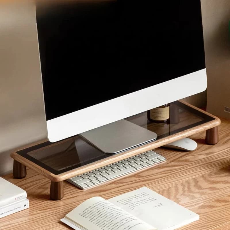 Supporto per monitor da tavolo in legno massello Riser Base di archiviazione ergonomica per schermo del computer Organizzatore da scrivania Staffa per spazio di lavoro domestico