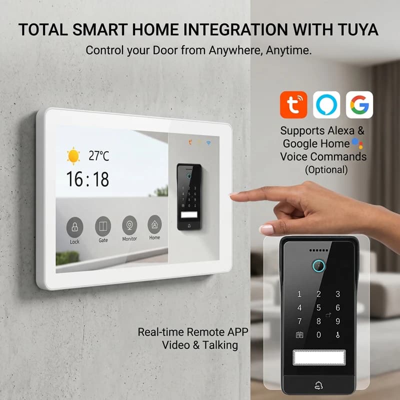 Hiwink Smart 2Wire IP Video Intercom System 2K Villa Door Phone With Face ID NFC App Control Tuya Alexa 8 Monitors 4 Doorbells