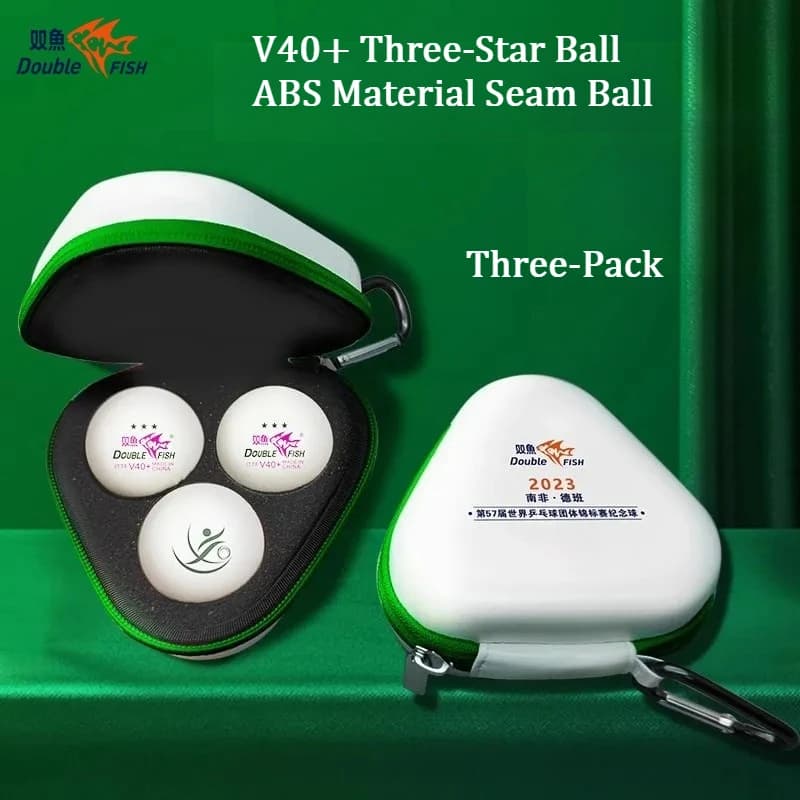 Double Fish Official Three-Star Authentic Table Tennis Ball ABS Material 40+ Ping Pong Balls Collector's Edition Gift Set