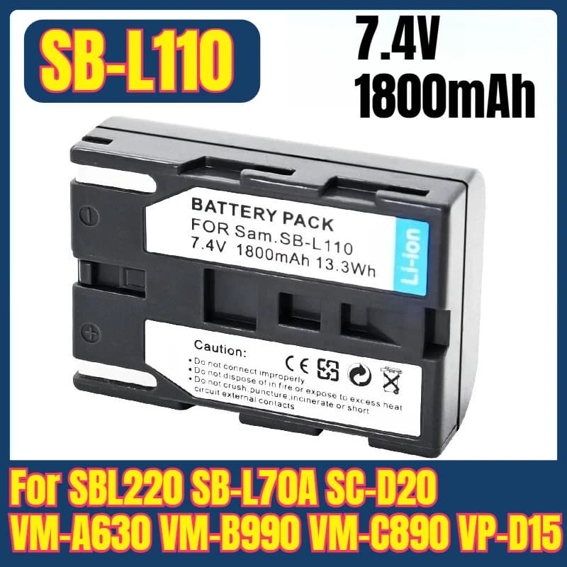 New SB-L110 Replacement Battery for SBL220 SB-L70A SC-D20 VM-A630 VM-B990 VM-C890 VP-D15 1500mAh Camera Battery