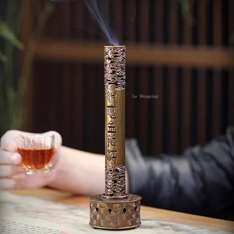 Golden Cudgel Incense Burner Alloy/Household Joss Stick Tapered Incense Coil Censer Temple Buddha Indoor Desktop Decoration