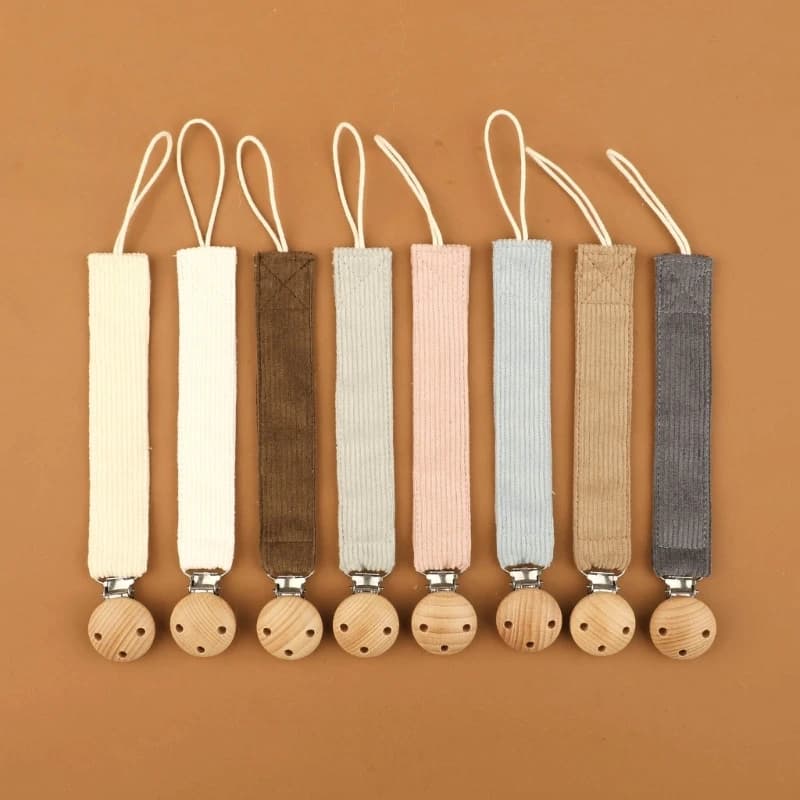 Trendy Baby Ciuccio Clip Catena Velluto a coste Neonato Porta ciuccio Baby Ciuccio Clip Catena Morbido e confortevole QX2D