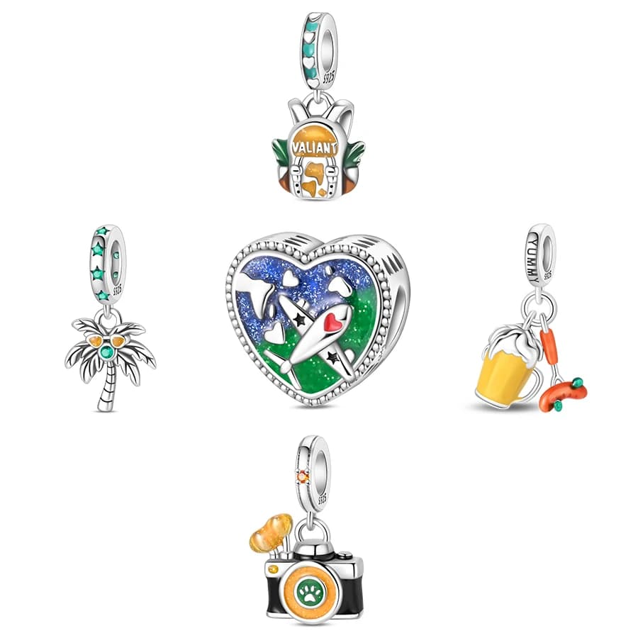 Charm per Fotocamera a Forma di Zaino da Avventuriero in Argento 925, Perline da Viaggio alla Moda per Donna, Compatibile con Bracciali Originali Pandora, Regalo Fai-da-Te
