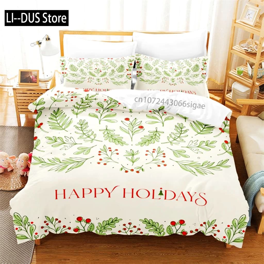 Set biancheria da letto con lettera natalizia Set copripiumino Set biancheria da letto 3D Stampa digitale Set biancheria da letto queen size Design alla moda