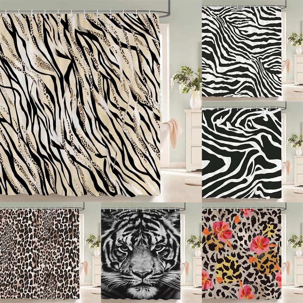 Tende da doccia animali Zebra con ganci tende da bagno impermeabili 3d decorazione 180*240cm stampa schermo da bagno lavabile