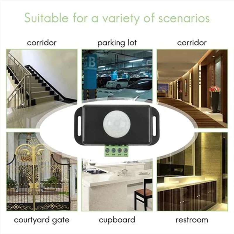 A68Z Automatic Motion Sensor Switch Adjustable PIR Infrared Detector IR Light Switch Module DC 12 24V 8A per LED strip