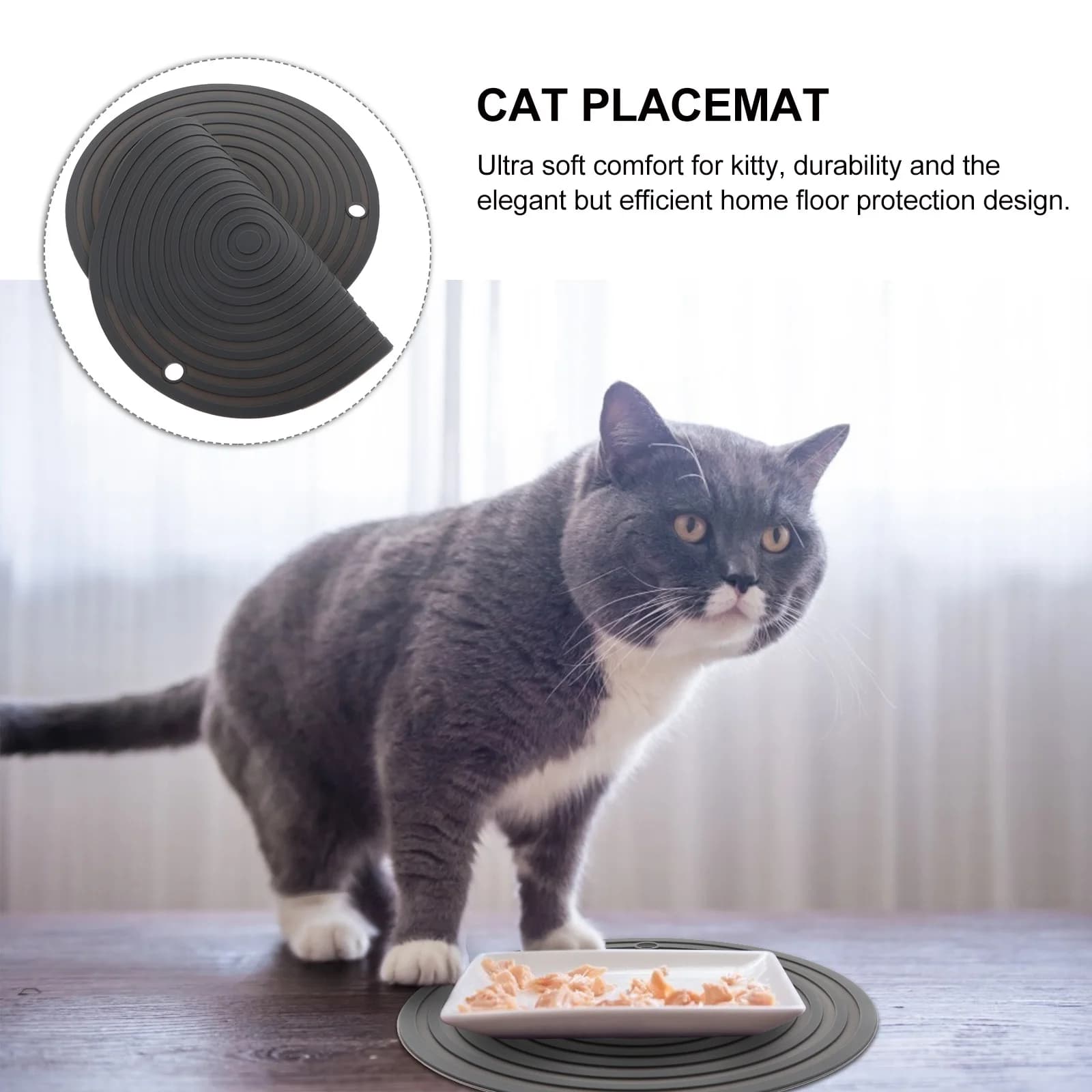 2 Pezzi Tappetino in Silicone per Ciotole per Animali Domestici, Antiscivolo, Resistente al Calore, Anti-scottatura, Sottopiatto Raccogli Cibo per Gatti e Cani, Tappetino da Cucina