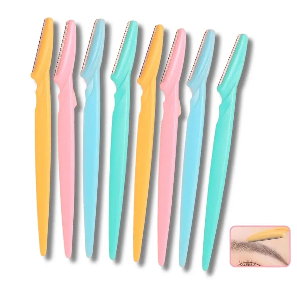 Eyebrow Trimmer Set for Women Stainless Steel Facial Hair Remover Shaper Portable Beauty Tool Kit with Safety Caps Eyebrow Knife