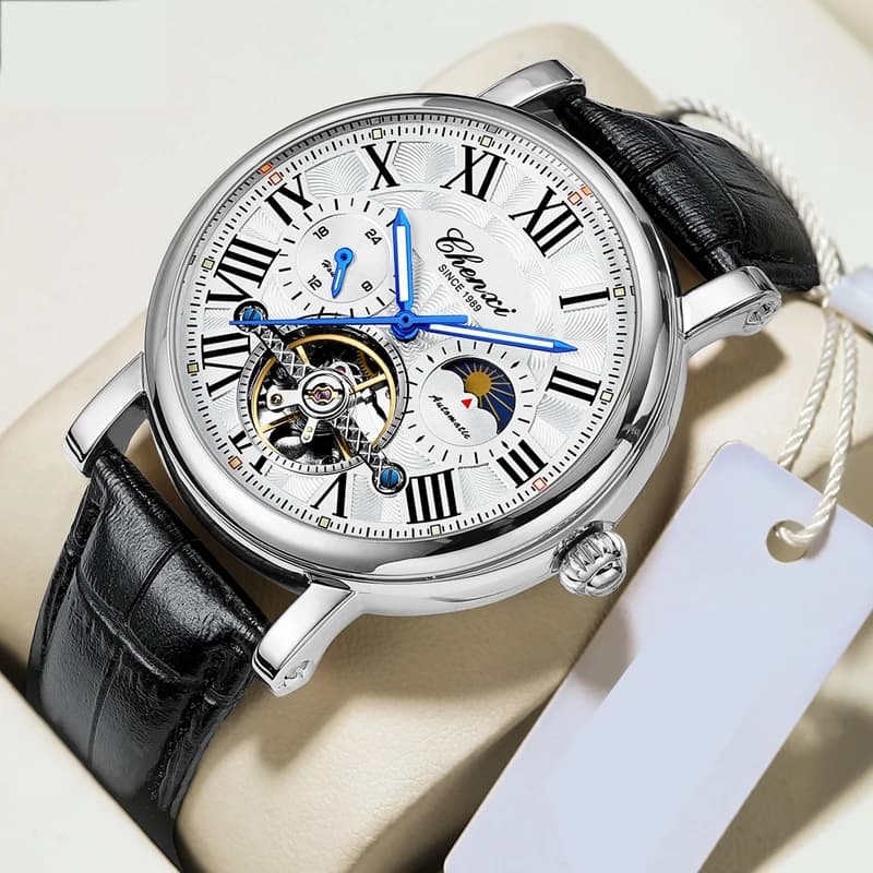 Men's Watches Brand Top Tourbillon Automatic Watch For Men's Business Fashion Mechanical Waterproof Genuine Leather Watch 2024