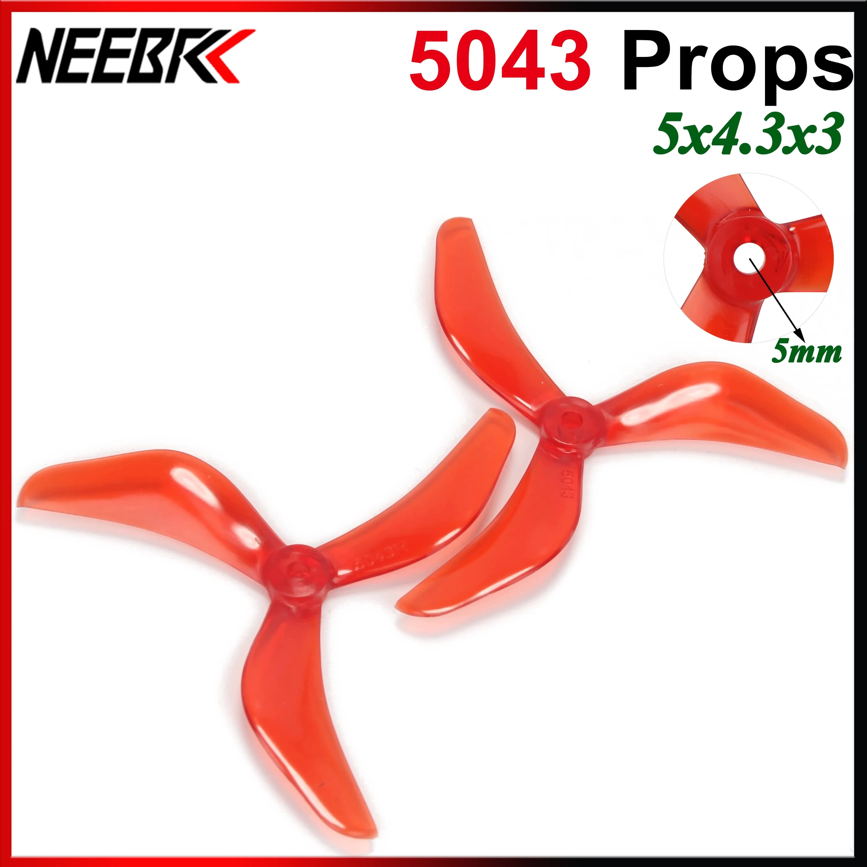 4/8PCS 5043 Puntelli a 3 pale 5X4.3X3 Elica da 5 pollici Foro di montaggio da 5 mm per FPV Drone Quadcopter Multicopter X-Class Freestyle FAI DA TE