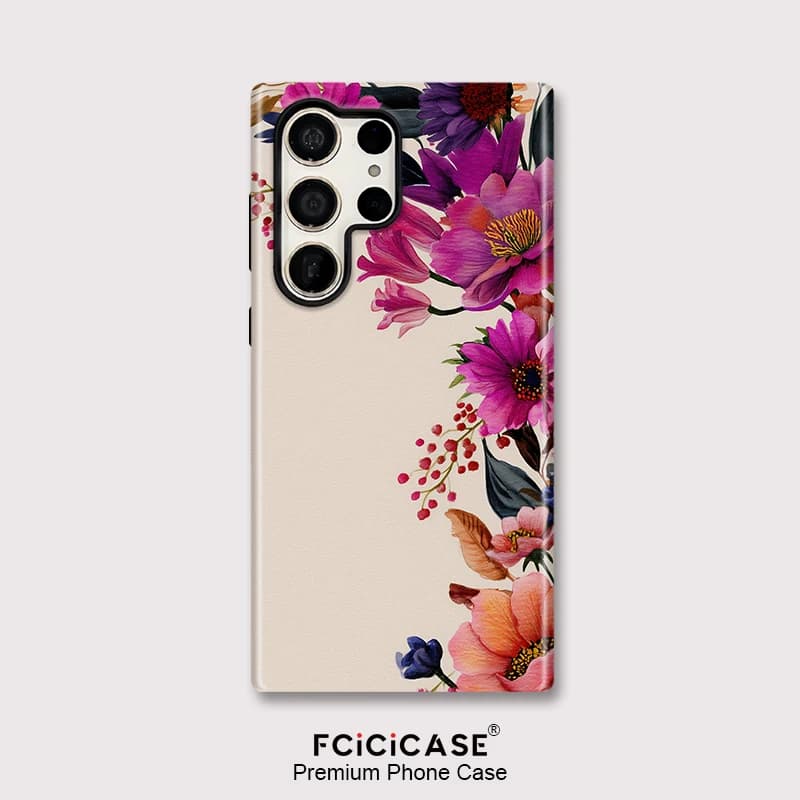 Fcicicase Custodia opaca per telefono per Samsung Galaxy S26 Edge S26 Plus S26 Ultra Cover protettiva antiurto a doppio strato con motivo floreale