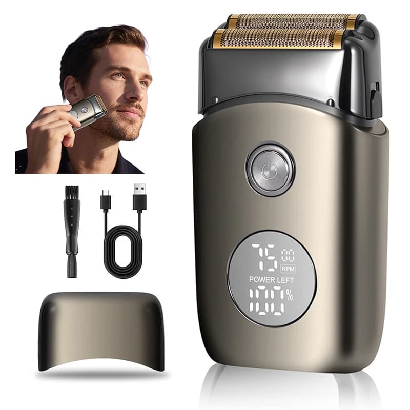 Electric Razor for Men, Rechargeable with LED Display, Wireless Rulebar