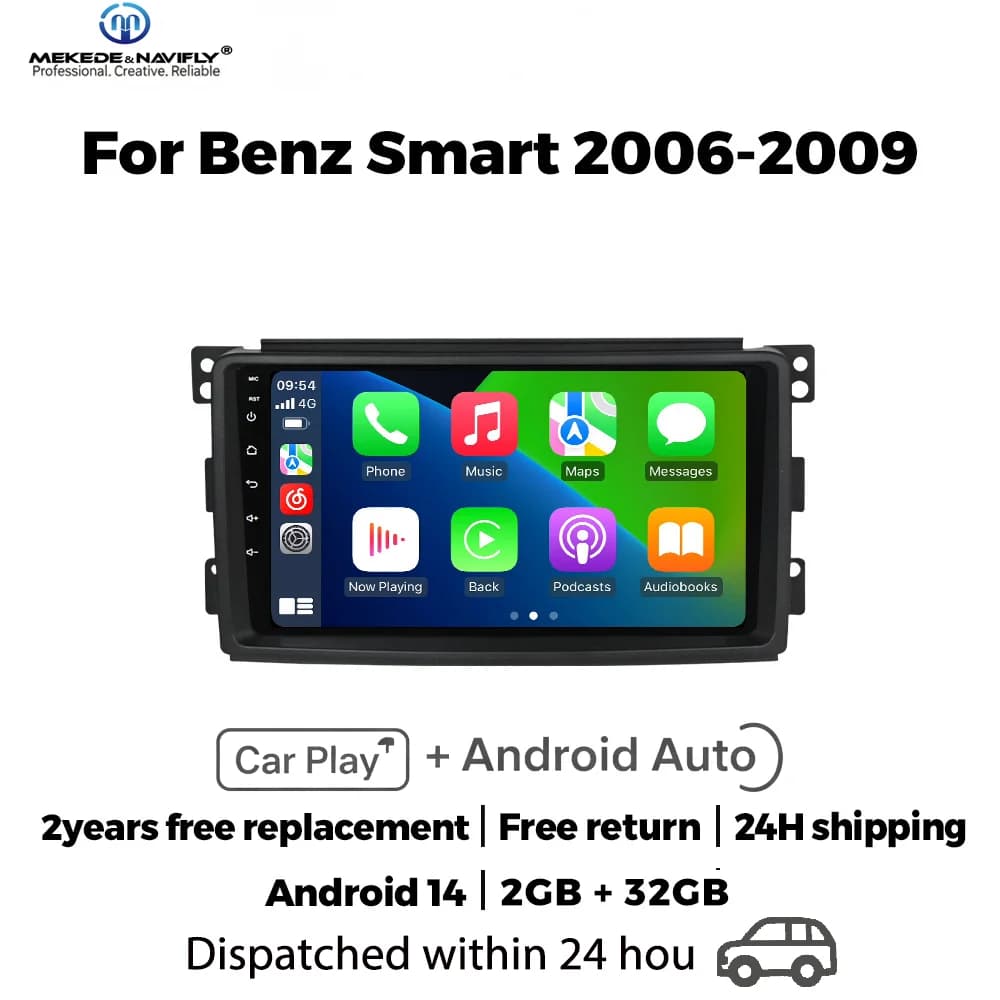 MEKEDE & NAVIFLY Sistema Intelligente Per Auto Lettori Multimediali Per Mercedes Benz Smart Fortwo 451 2005-2015 Carplay Autoradio Stereo