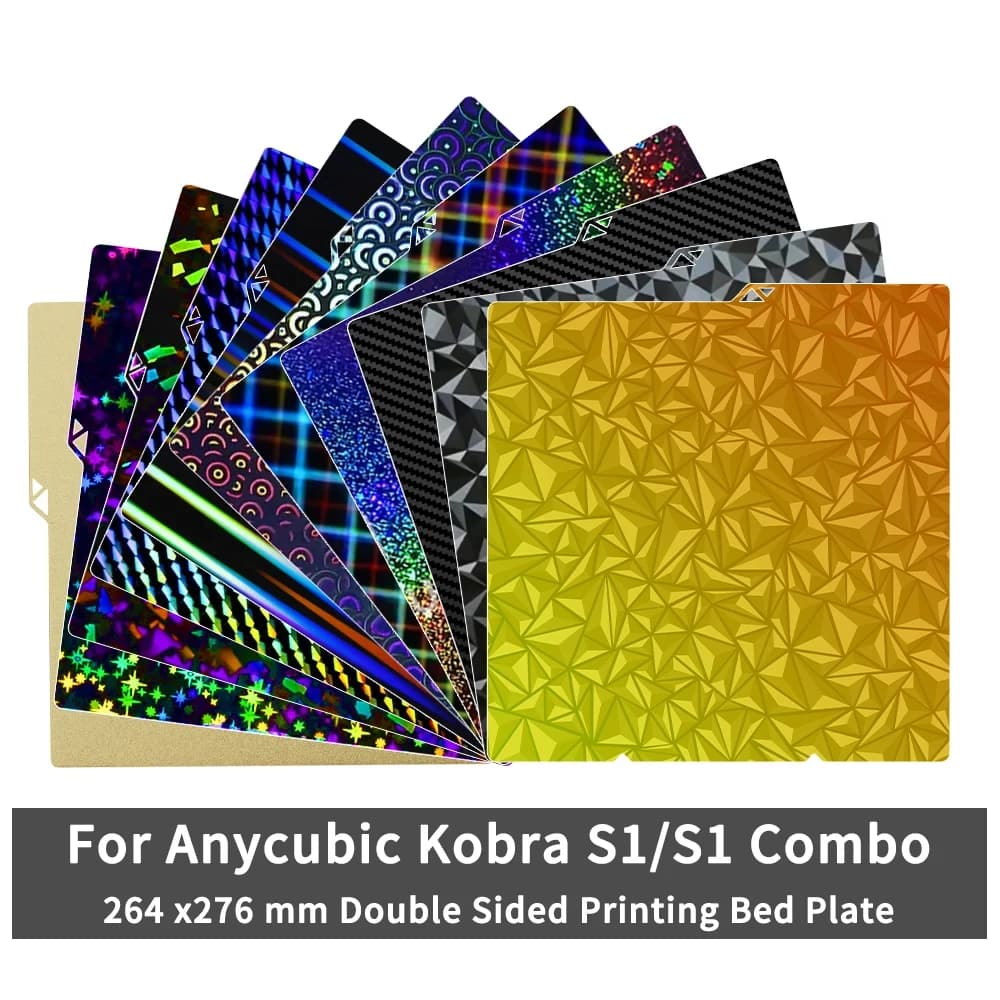 Piastra di stampa testurizzata Anycubic Kobra S1 264x276mm, compatibile con Kobra S1 Combo, doppia faccia PEO/PET/PEY per letto di stampa Kobra S1C