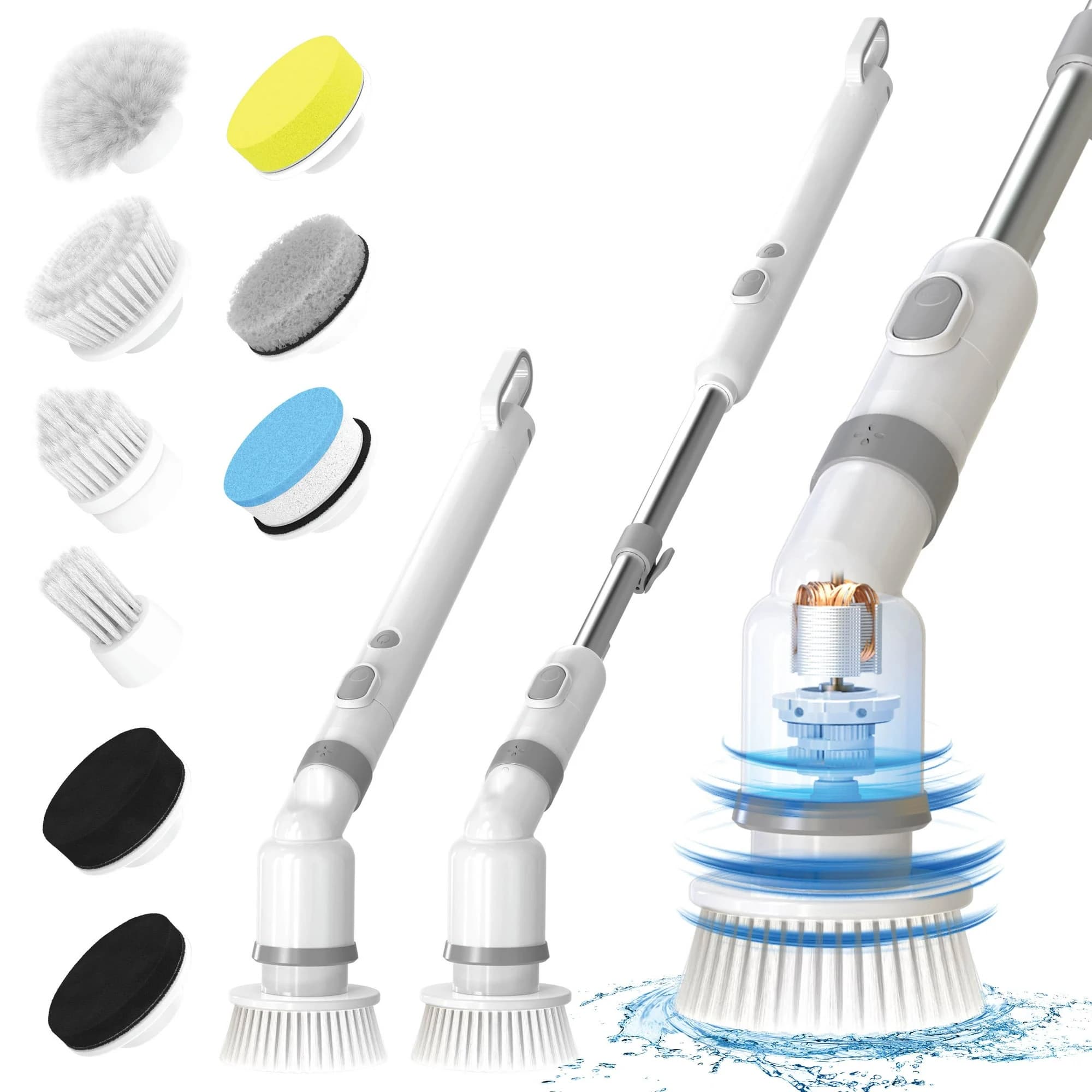 Spazzola per pulizia elettrica 9 in 1 Scrubber per doccia portatile senza fili multifunzionale Strumenti per pulizia rotante per detergente per cucina bagno