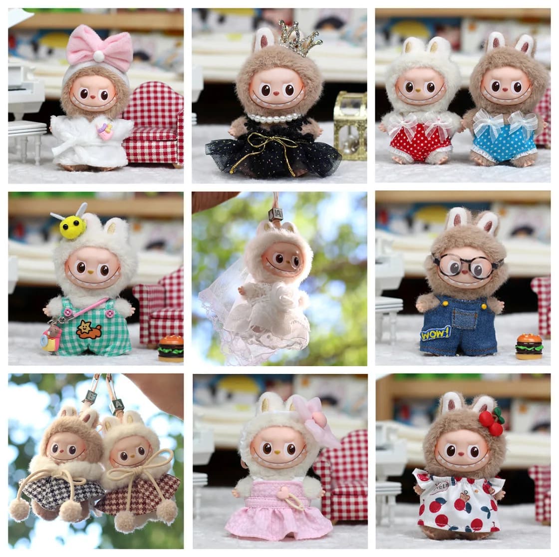 For Labubu 4.0 Clotes The Monsters Pin for Love Series Bow Scarf Dress 7-10cm Doll Clothes Accessories