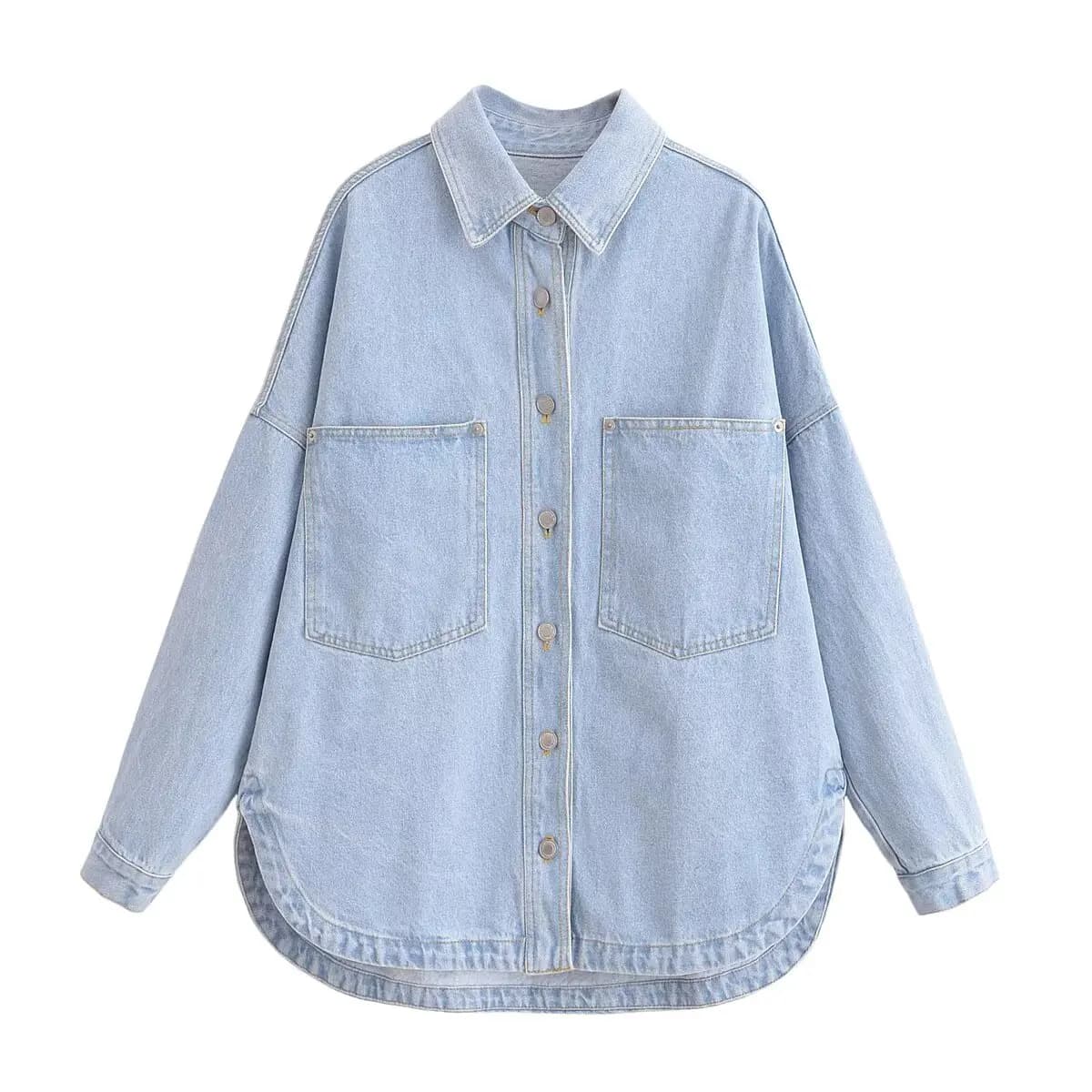 Camicette da Donna Estive 2026 Nuova Moda Chic con Risvolto Monopetto Maniche Lunghe Retro con Tasche Casual Blusas Top