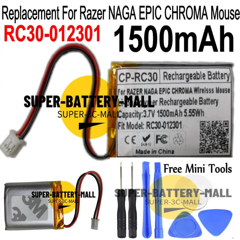 Batteria di ricambio da 1500 mAh per RAZER NAGA EPIC CHROMA GAMING MOUSE RC30-012301