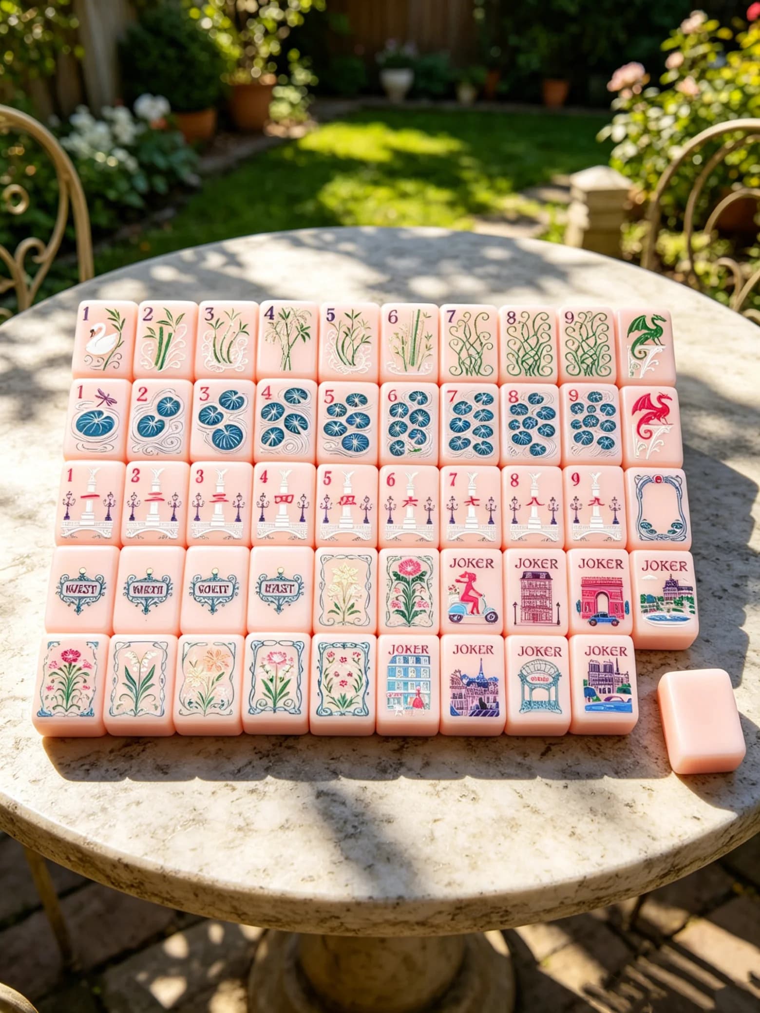 160 pieces of pink Paris-style acrylic crystal American-style mahjong tiles, ideal for family and travel leisure board games