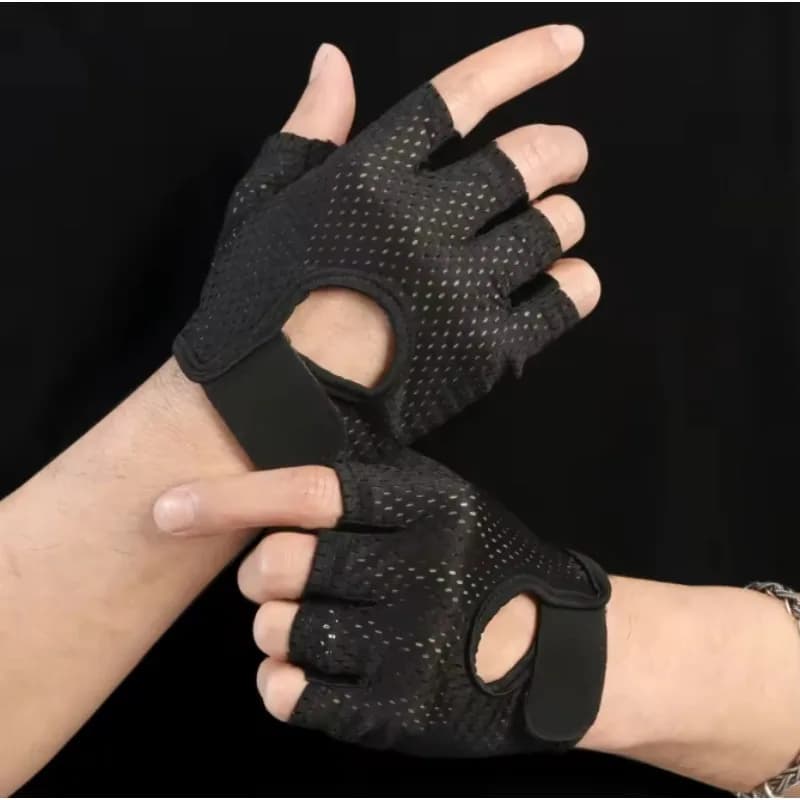 Guanti Estivi Mezze Dita in Seta Ghiacciata Traspiranti per Palestra Fitness Corsa Donna Uomo con Cuscinetti Antiscivolo Ciclismo Senza Dita Bici