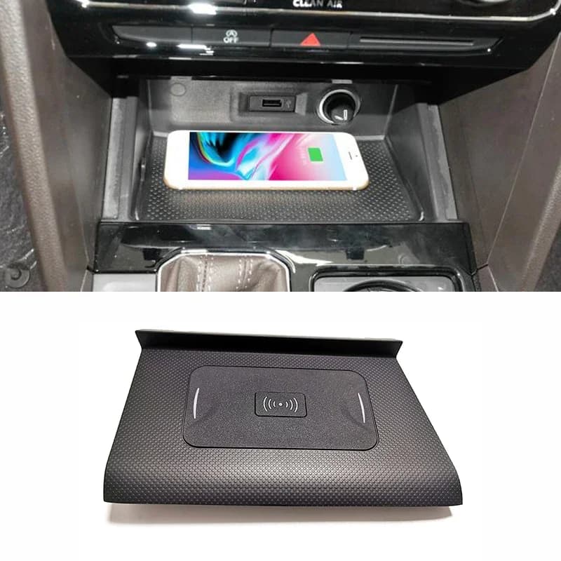 15W Auto senza fili supporto di ricarica rapida caricatore del telefono mobile piastra di ricarica trim per VW Tiguan MK2 Tiguan Allspace Tharu 2017-2021
