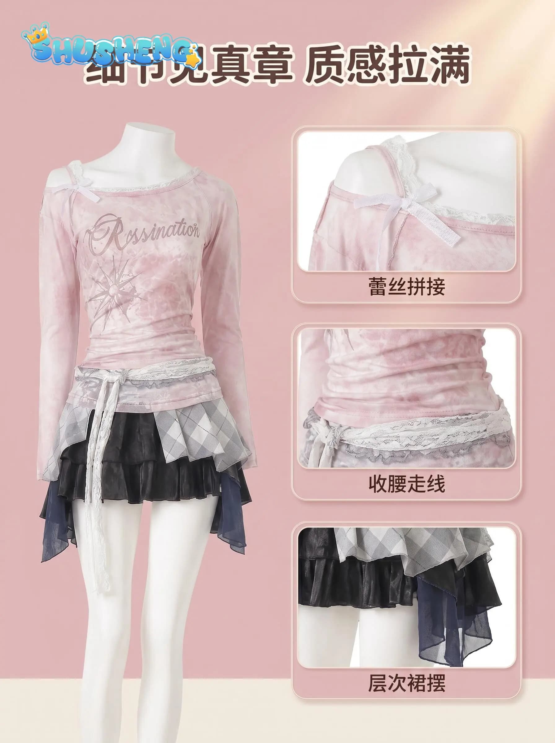 Costume Cosplay Denia di Wuthering Waves, Abito Lolita per Natale e Halloween, Top, Gonna e Calze per Donna