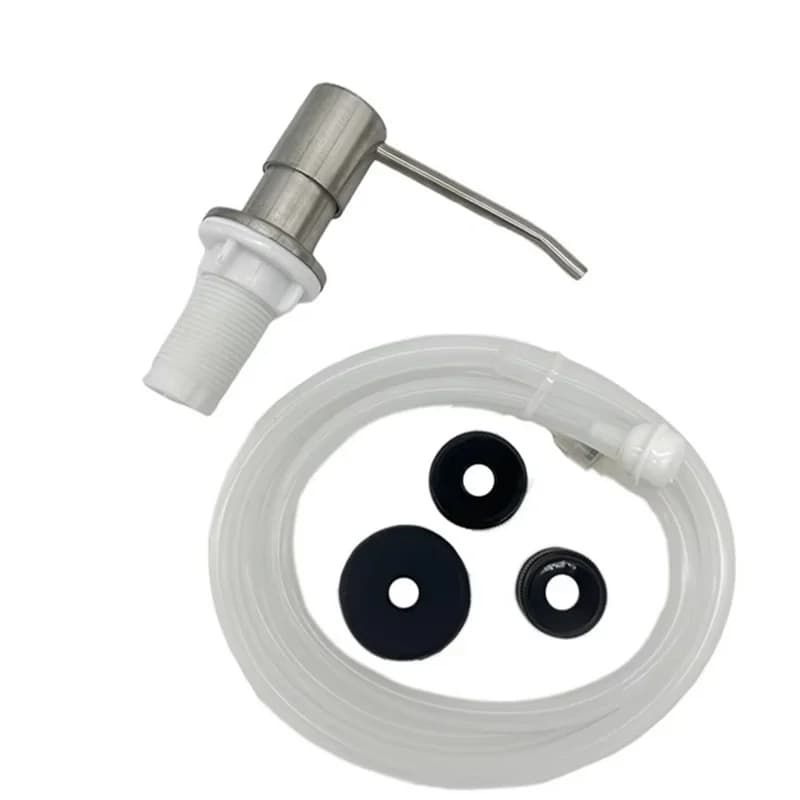 Dispenser di Sapone per Lavello Cucina in ABS Nero, Erogatore di Detersivo Liquido e Lozione in Acciaio Inossidabile