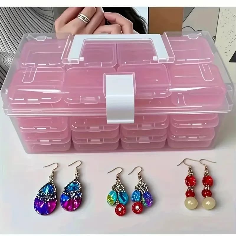 Plastic storage box, DIY handicraft classification box, multifunctional portable storage box, jewelry, nail art,