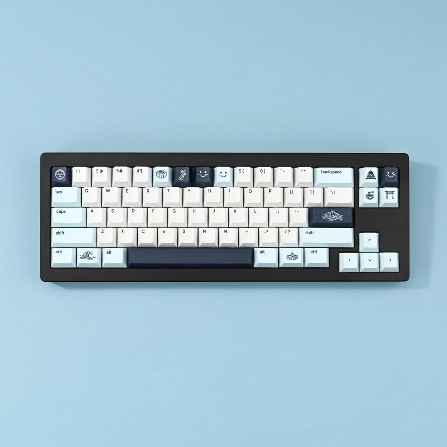 Kanagawa Themed Keycaps, Original Height PBT Keycaps Five-Side Dye-Sublimation Custom Keycaps for Mechanical Keyboard
