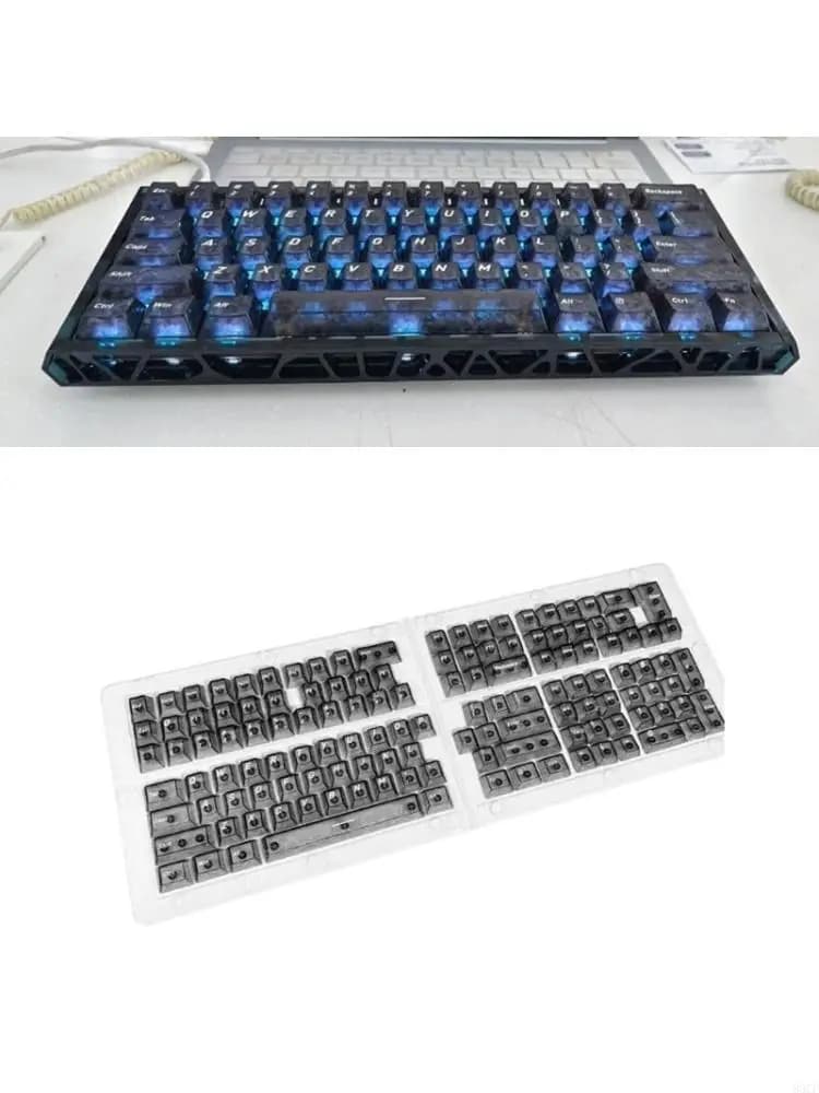PBT Keycaps Carbon Fiber Pattern And Transparently with Backlight For Mechanical Keyboards Enhances Typing 83CF