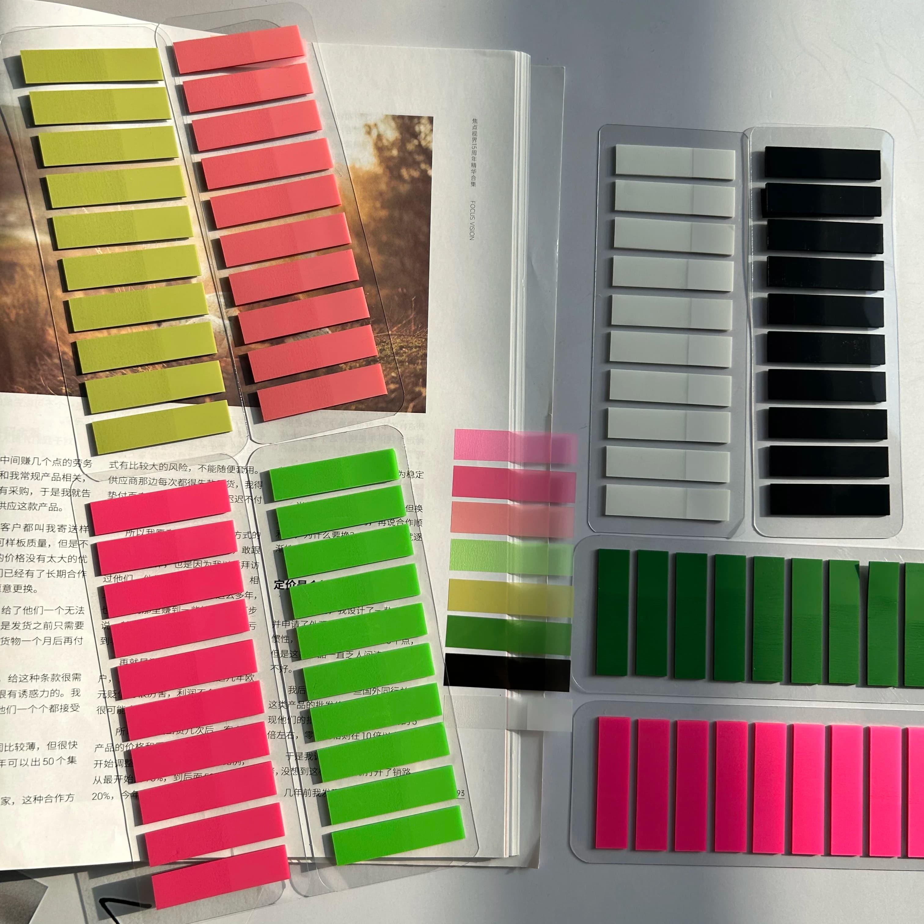 1600 adesivi indice PET traslucidi colorati, schede multiuso, note adesive per libri, materiale scolastico per ufficio, pianificatore fai da te