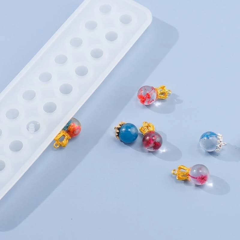 J78F Sphere Silicone Resin Molds Round Silicone Mold DIY Epoxy Resin Ball Molds for Craft Bracelet Bead Jewelry Making