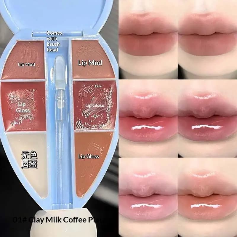 Lucidalabbra idratante Cappuvini a sei colori, facile da applicare, palette di rossetti nude con pennello in silicone