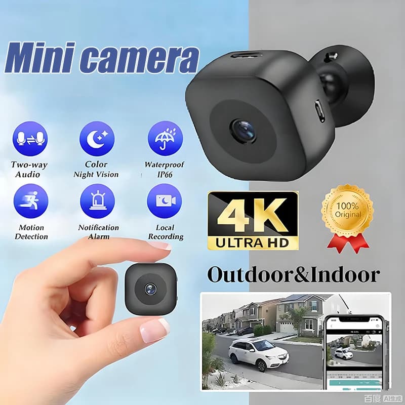 Mini Telecamera HD 4K WiFi Wireless per Monitoraggio e Sicurezza, Videocamere di Sorveglianza Remota per Casa Intelligente 2026