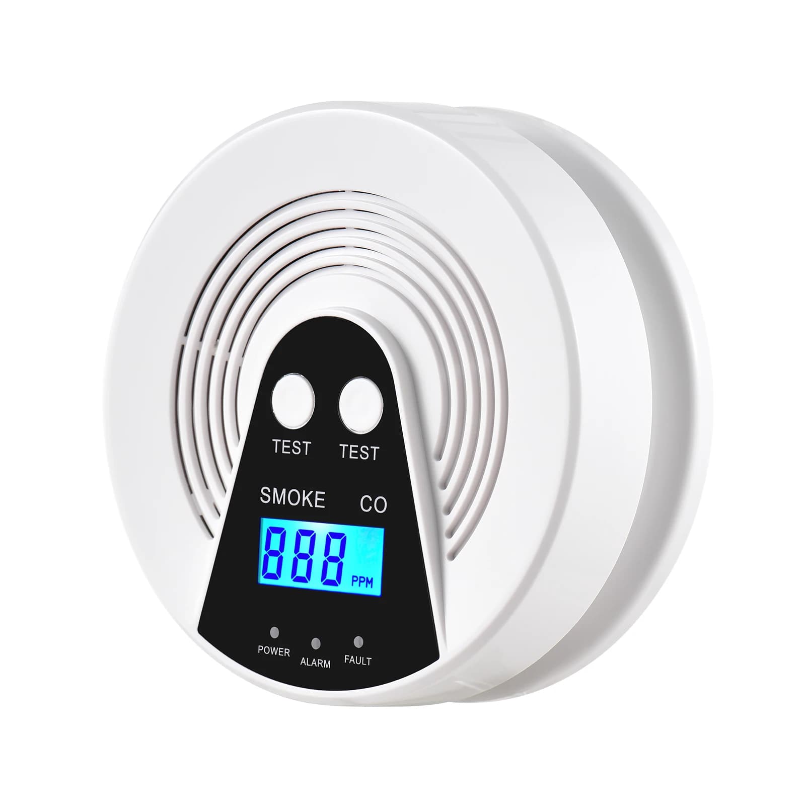 Allarme Combinato Fumo e Monossido di Carbonio con Display LCD, Alimentato a Batteria, Rilevatore CO con Avviso Vocale