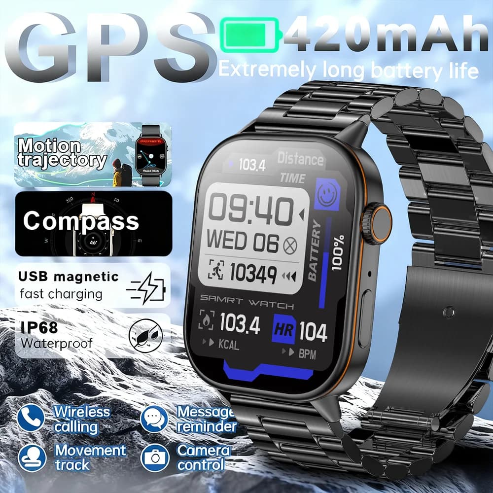 DAORKOW 2026 Smartwatch GPS with Compass, Lightweight and Fashion, for Sports and Outdoor Activities, for Men and Women, with Health and SOS Functions